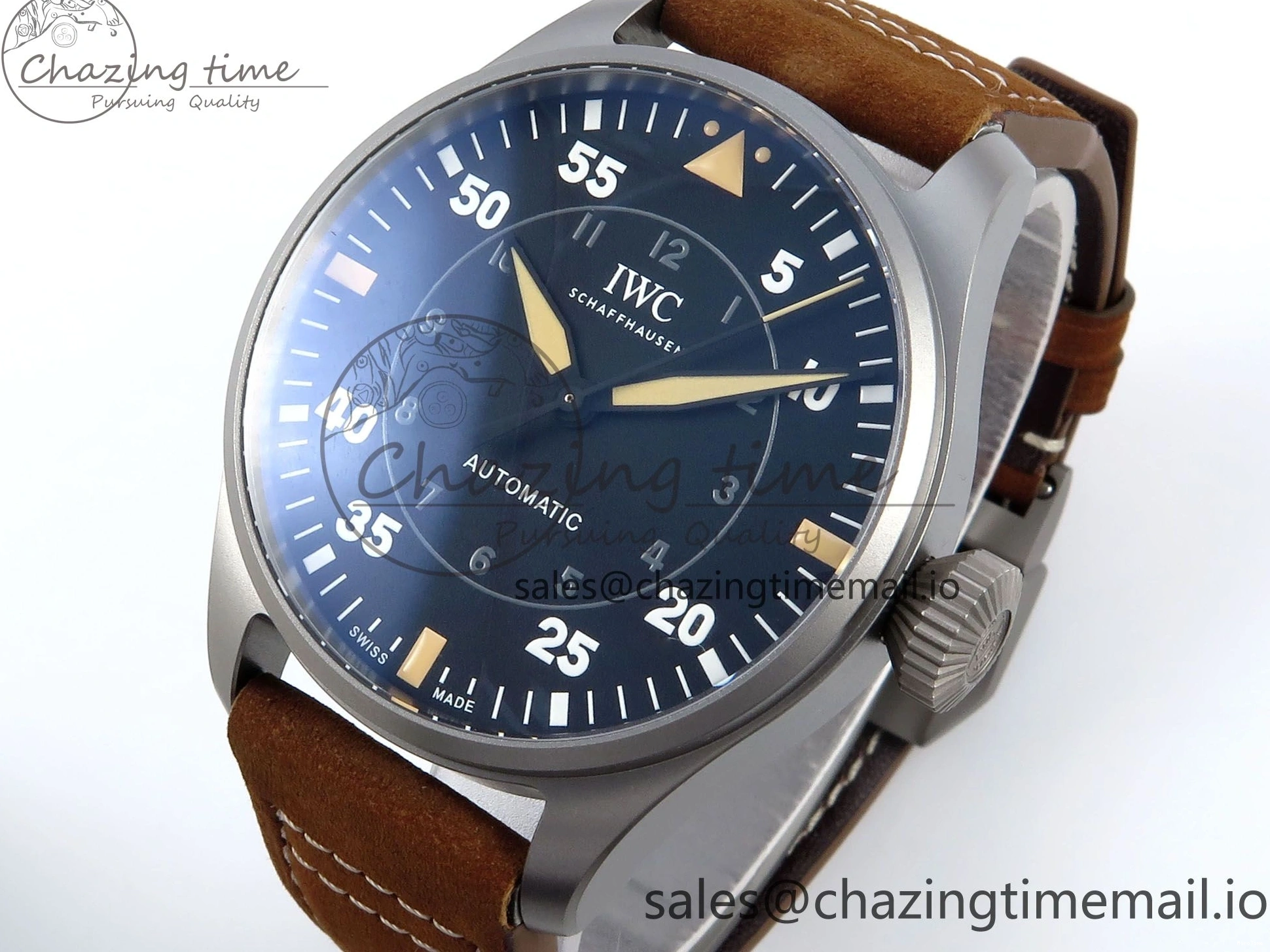 MIROTIME 0504 Big Pilot IW329701 M+F 1:1 Best Edition Black Dial on Brown Leather Strap MY RelaxedFit 7005